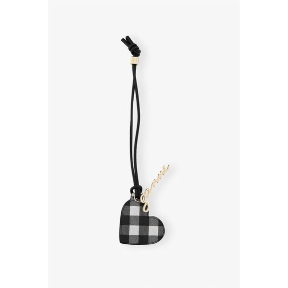 NEW GANNI women's bou heart mirror keyring in black